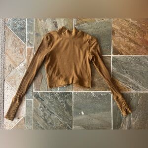 FP Movement by Free People Ribbed Tan Long Sleeve Top